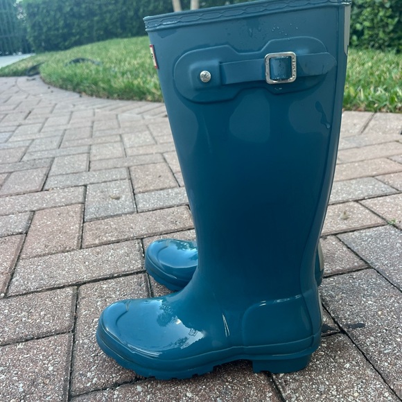 Hunter Original Kids Tall Boots Light Blue Size 5 - Picture 3 of 7